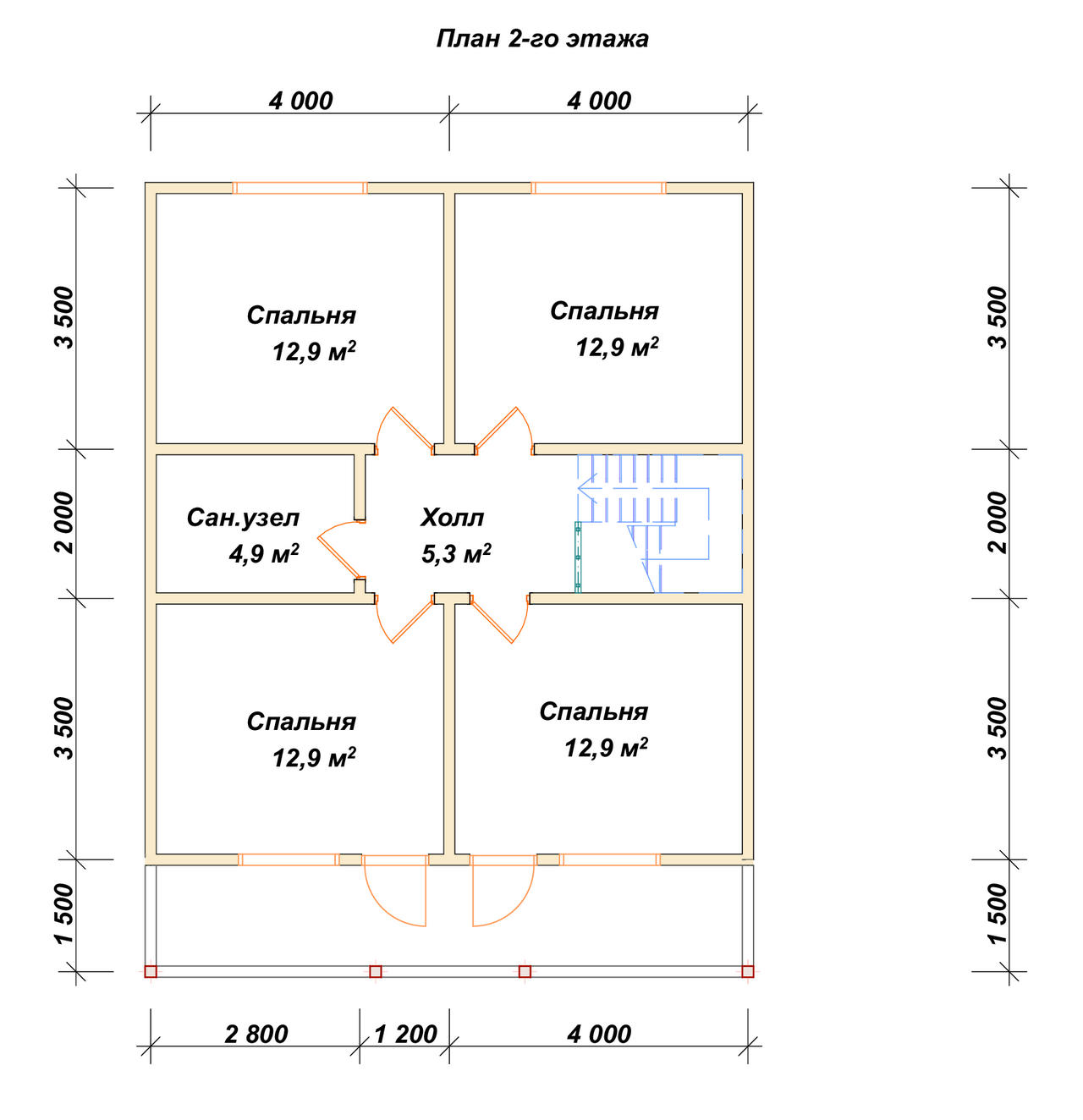 Полутораэтажный дом из бруса ДБ №139 - планировка 2