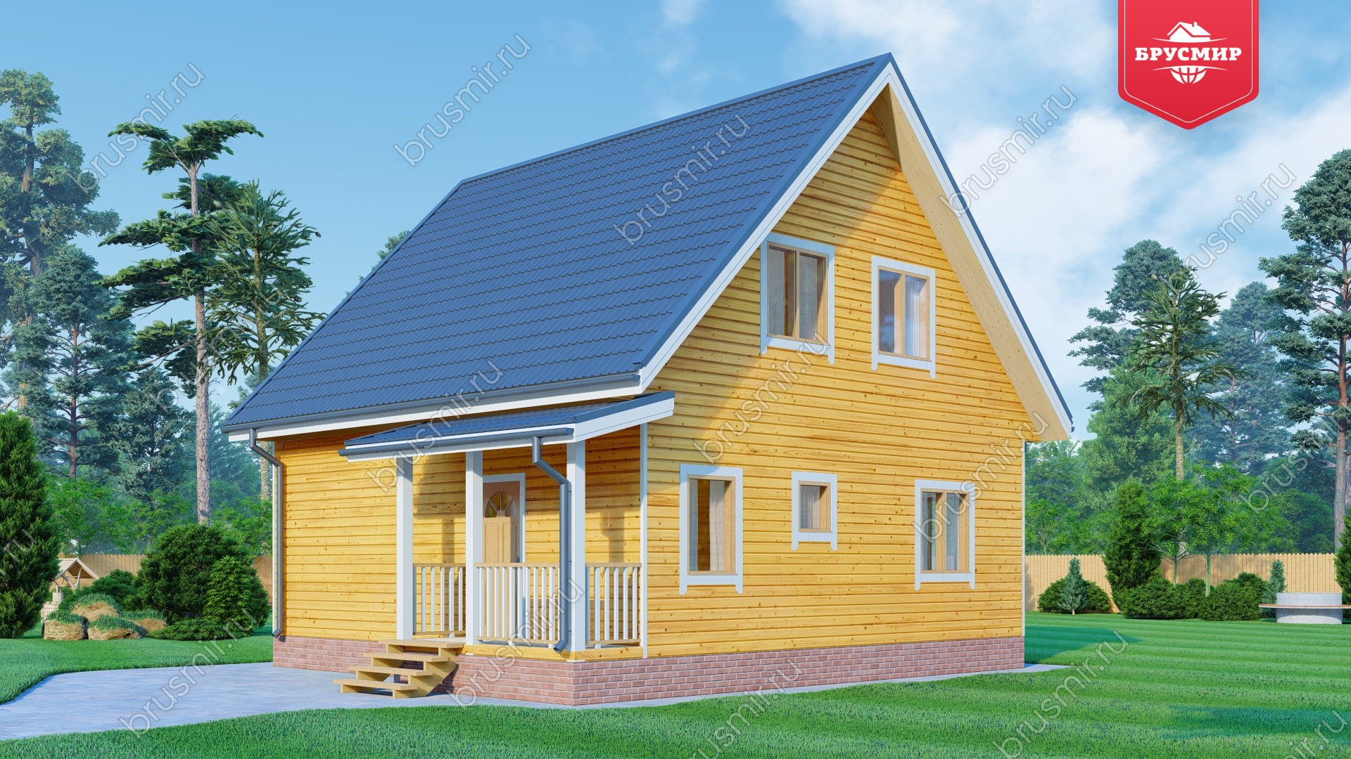 Дом из бруса с мансардой ДБ №129