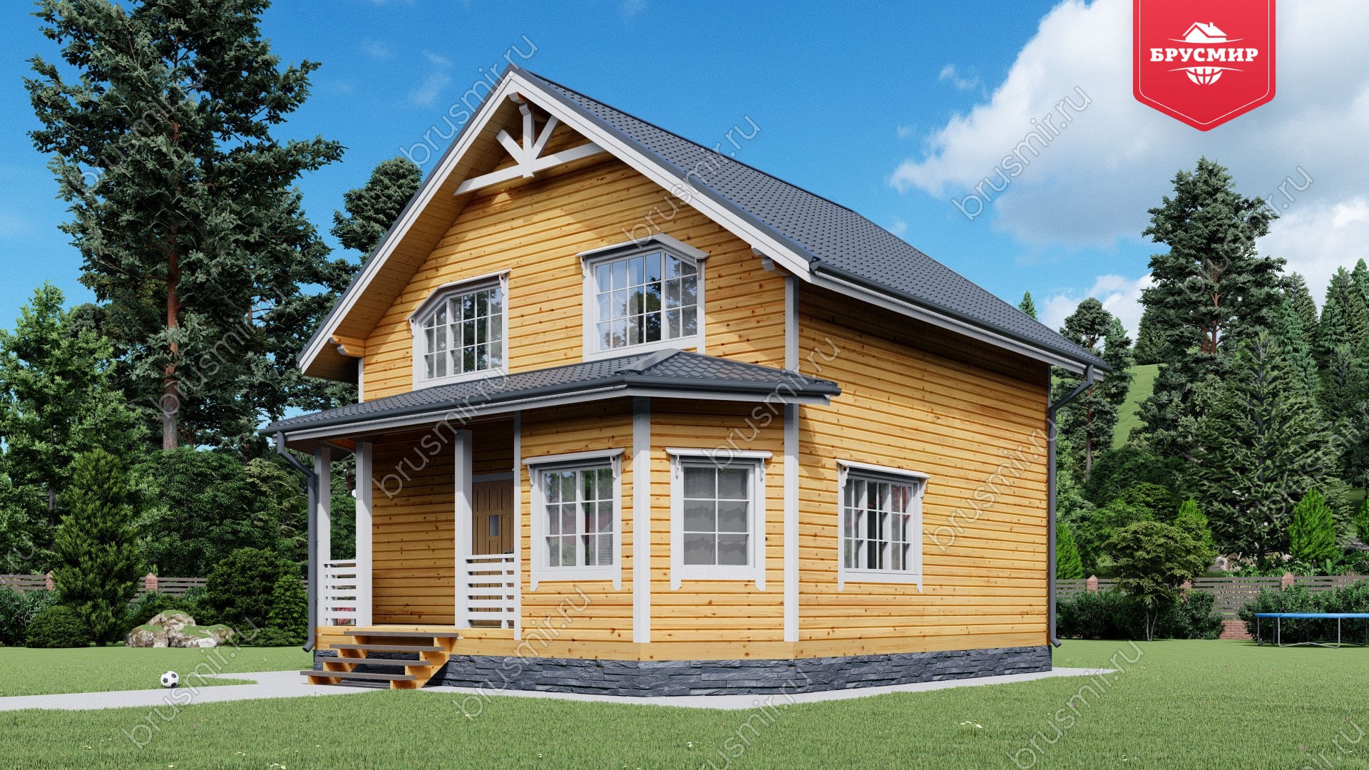 Полутораэтажный дом из бруса ДБ №11