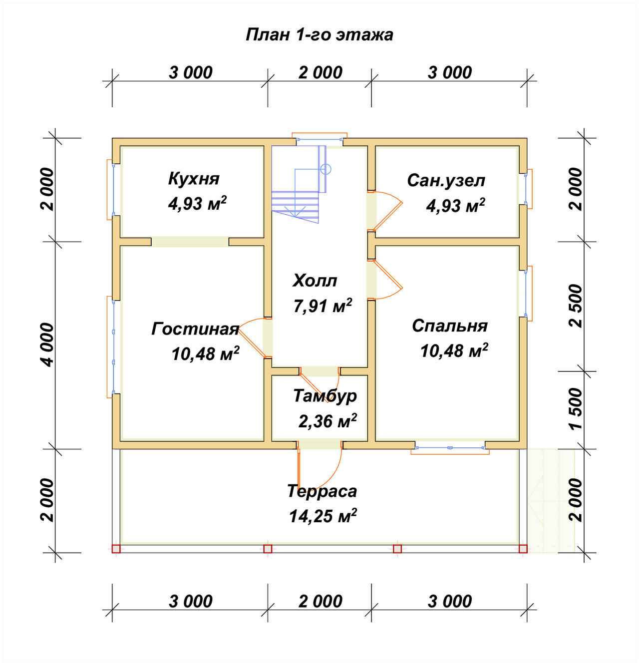 Дом из бруса с мансардой ДБ №31 - планировка 1