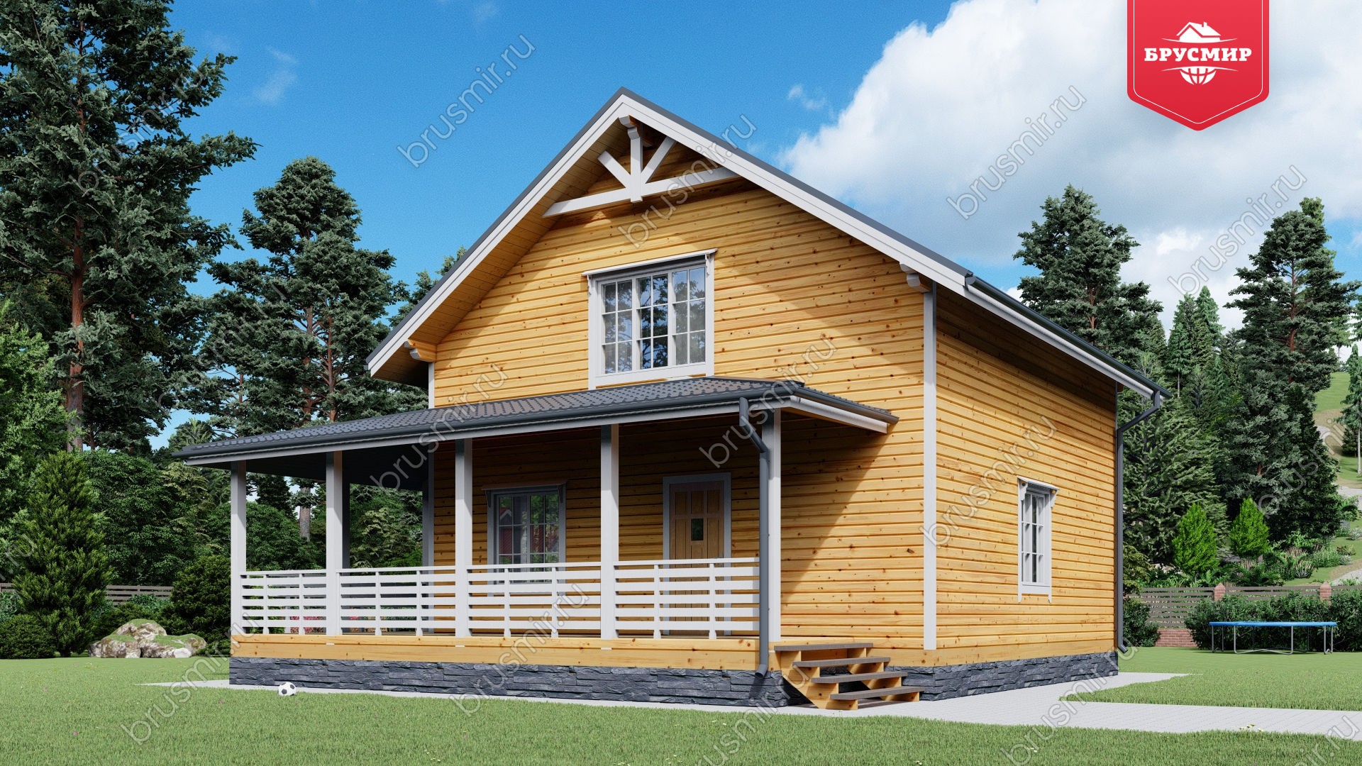 Полутораэтажный дом из бруса ДБ №30