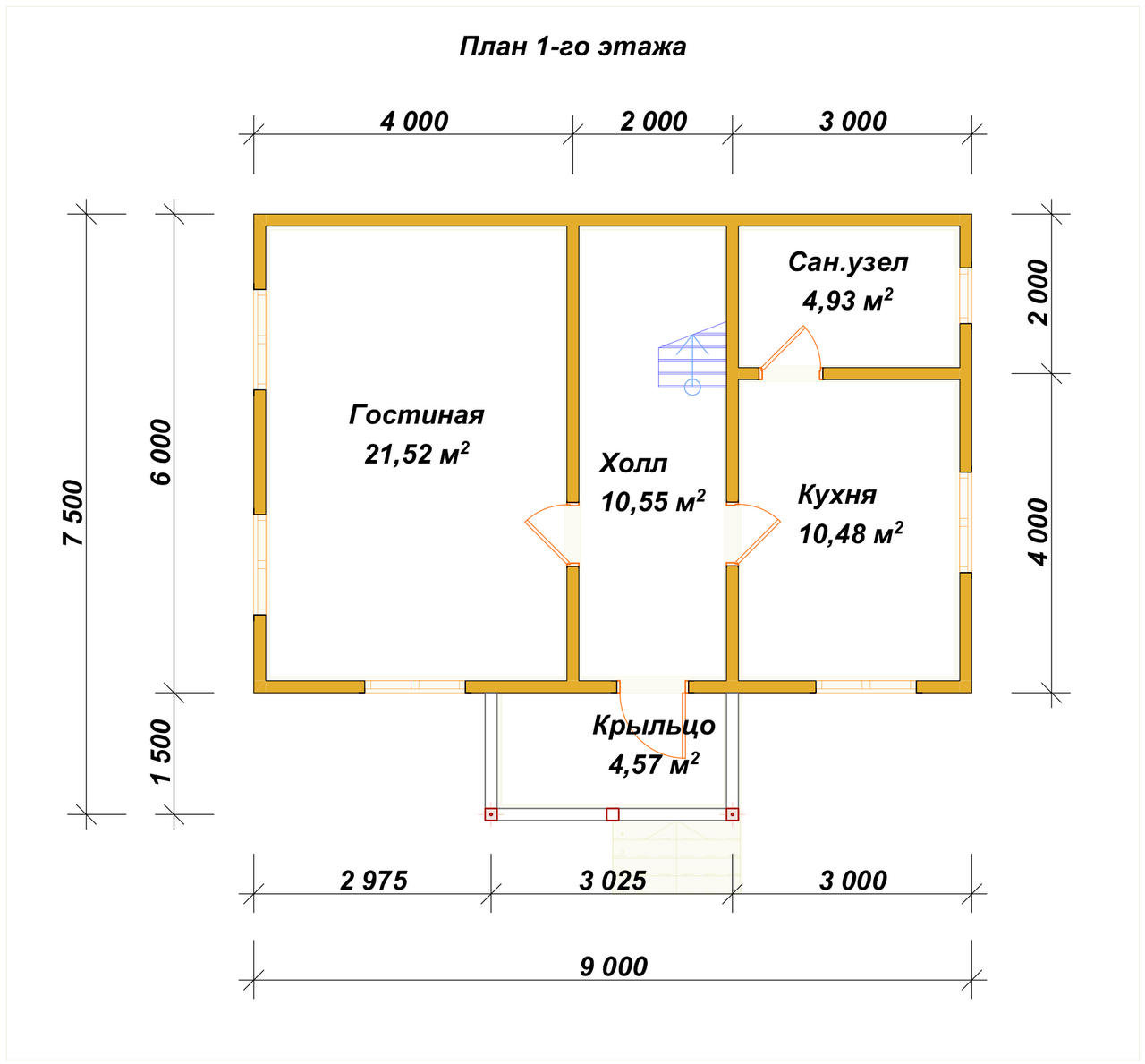 Дом из бруса с мансардой ДБ №101 - планировка 1