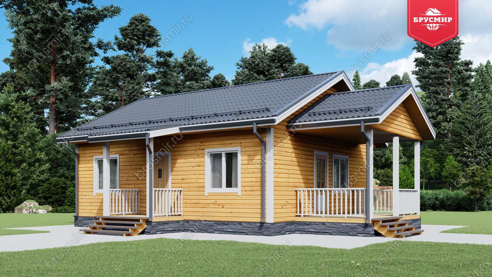 Проект дома из бруса ДБ №196, 65м², 1 эт.