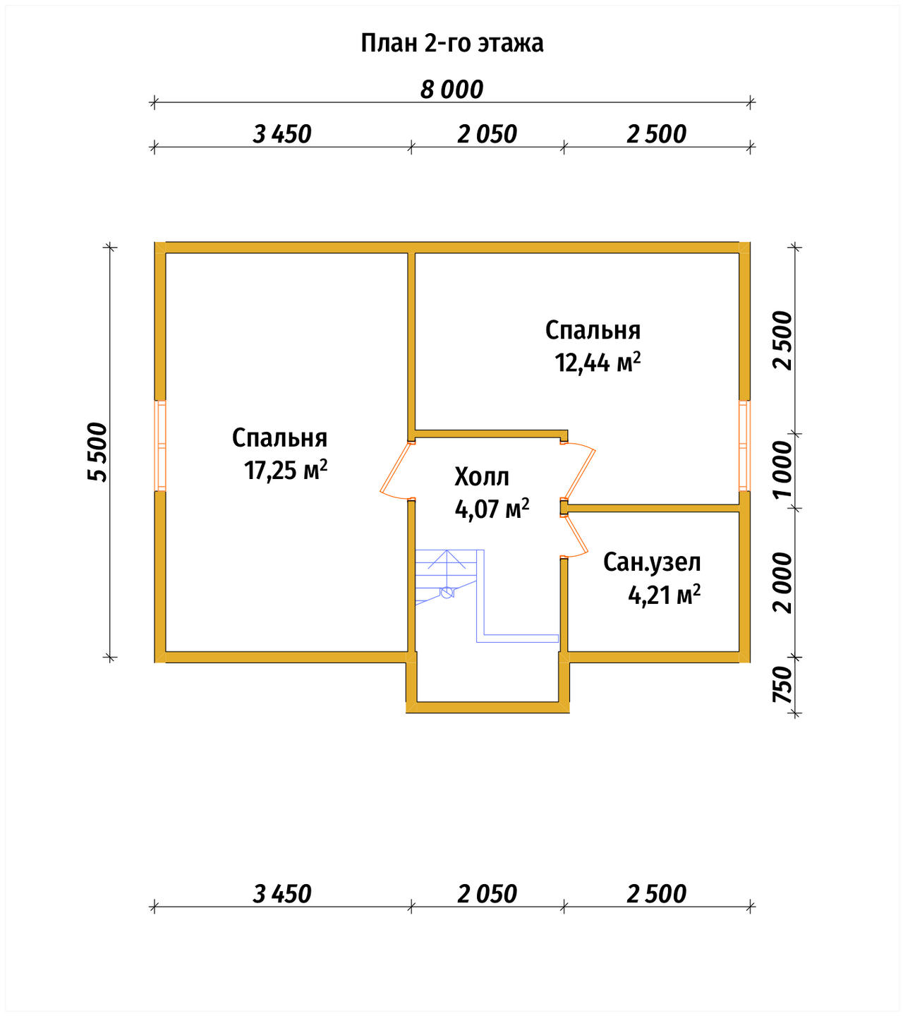 Дом из бруса с мансардой ДБ №23 - планировка 2