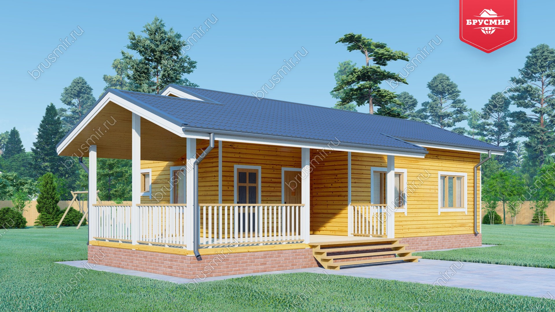 Одноэтажный дом из бруса ДБ №132
