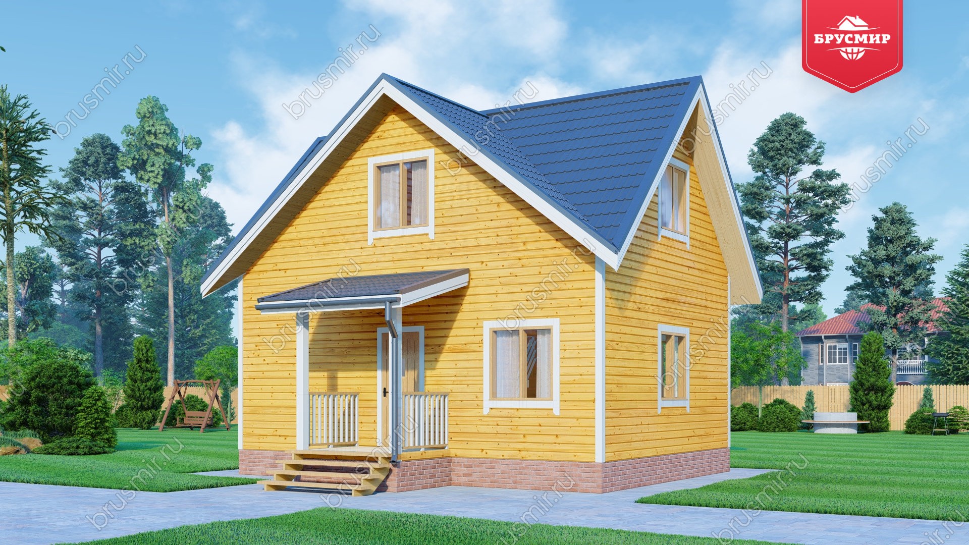 Дом из бруса с мансардой ДБ №116