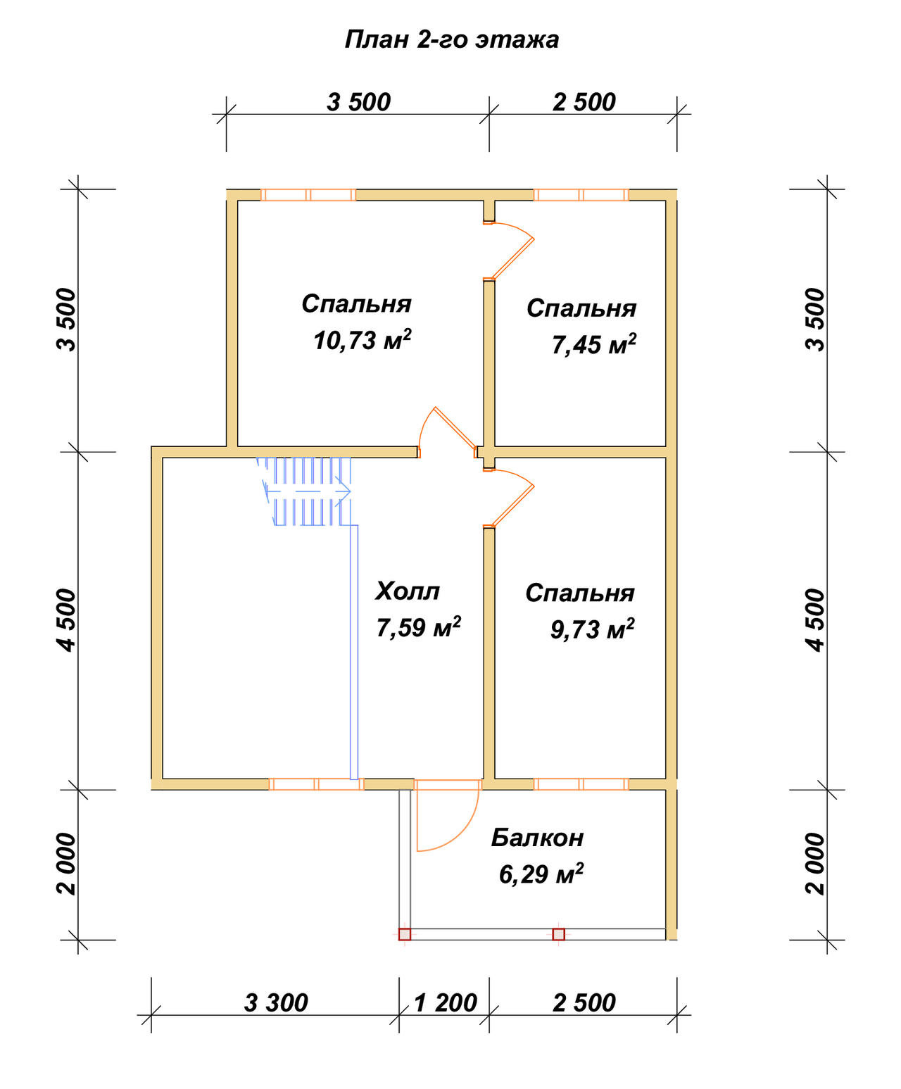Дом из бруса с мансардой ДБ №111 - планировка 2