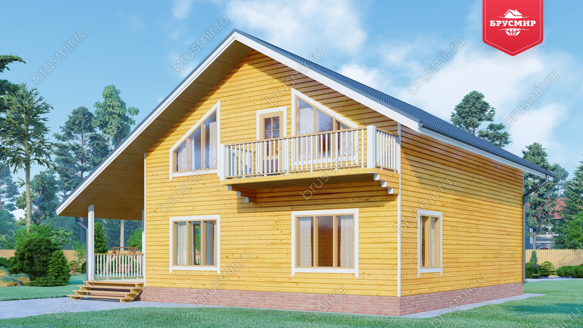 Полутораэтажный дом из бруса ДБ №134