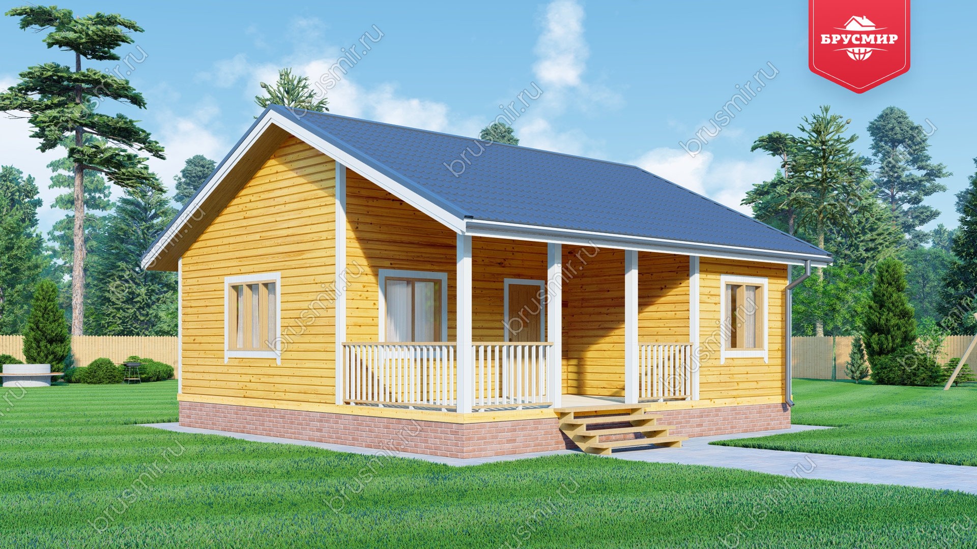 Одноэтажный дом из бруса ДБ №148