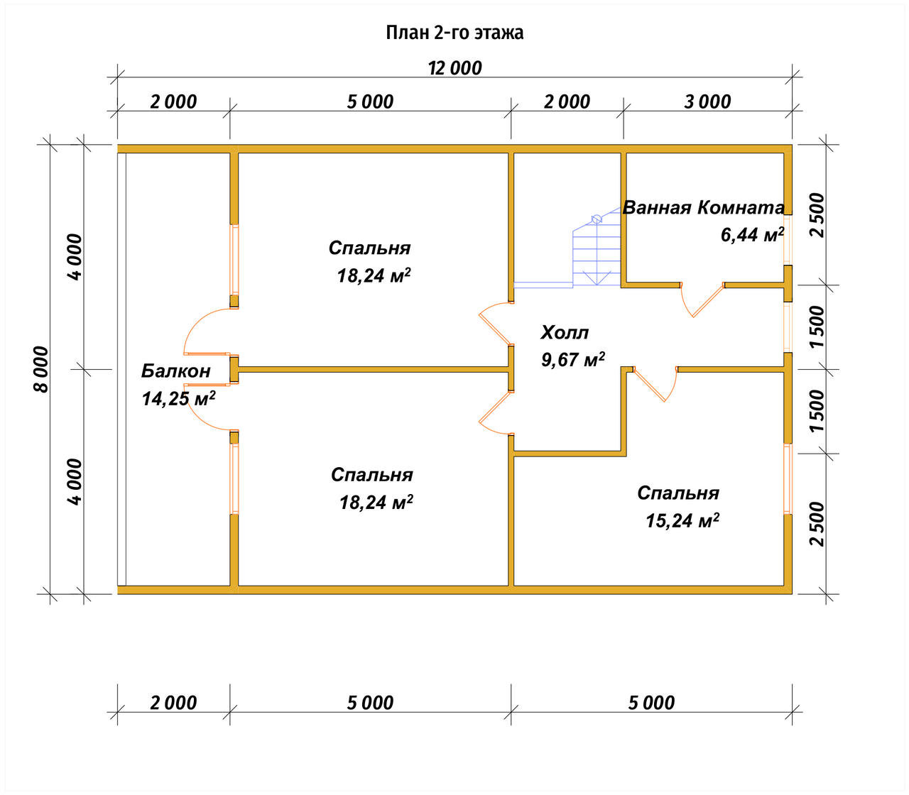 Полутораэтажный дом из бруса ДБ №98 - планировка 2