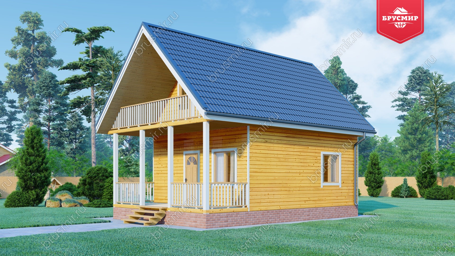 Дом из бруса с мансардой ДБ №65