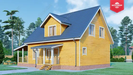 Дом из бруса с мансардой ДБ №140 - фото 2