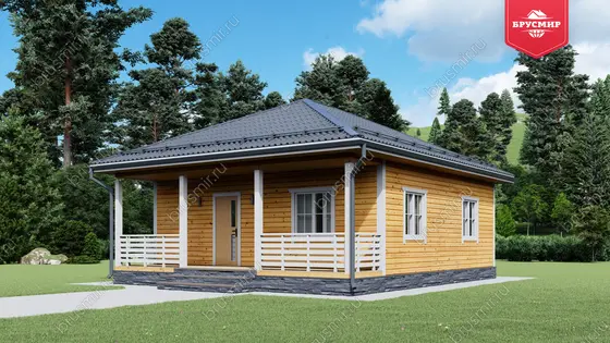 Проект дома из бруса ДБ №186, 56.8м², 1 эт., 3 комн. - фото 1