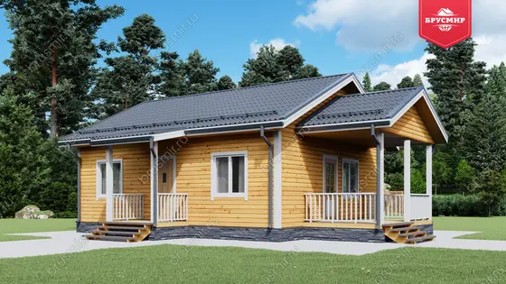 Проект дома из бруса ДБ №196, 65м², 1 эт. - фото 1