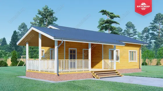 Одноэтажный дом из бруса ДБ №132 - фото 1