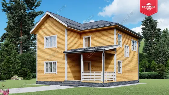 Проект дома из бруса ДБ №189, 128.7м², 2 эт., 5 комн. - фото 1