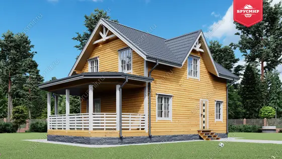 Полутораэтажный дом из бруса ДБ №80