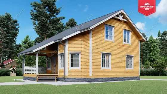 Полутораэтажный дом из бруса ДБ №3