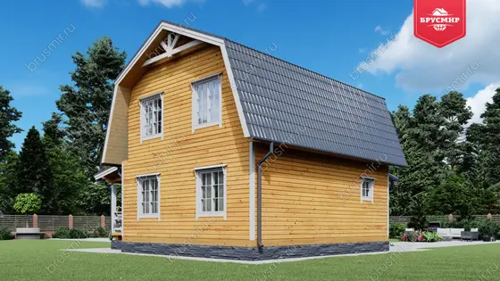 Дом из бруса с мансардой ДБ №67 - фото 3