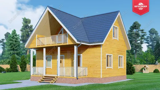 Дом из бруса с мансардой ДБ №123 - фото 2