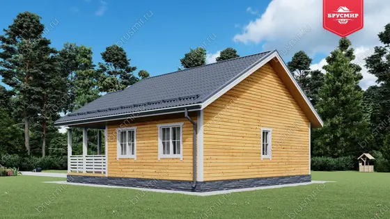 Проект дома из бруса ДБ №176, 56.5м², 1 эт., 3 комн. - фото 2