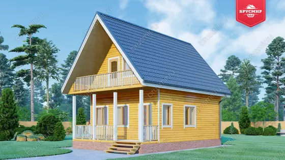 Дом из бруса с мансардой ДБ №82