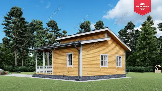 Проект дома из бруса ДБ №184, 43.9м², 1 эт., 3 комн. - фото 2