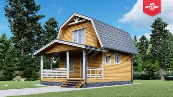 Дом из бруса мансардой ДБ №62