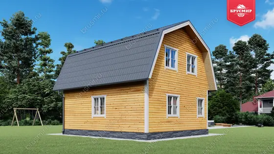 Проект дома из бруса ДБ №194, 76.8м², 1 эт. + манс., 5 комн. - фото 3