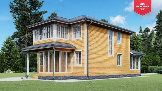 Проект дома из бруса ДБ №197, 146м², 2 эт. - фото 1