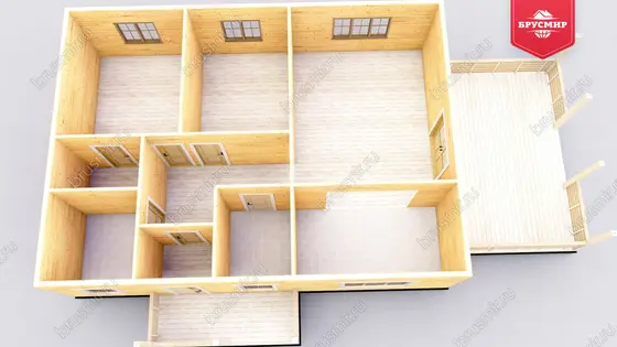 Проект дома из бруса ДБ №183, 79.1м², 1 эт., 3 комн. - фото 5
