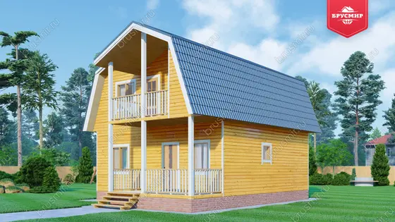 Дом из бруса с мансардой ДБ №111 - фото 2