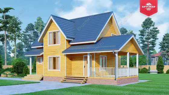 Полутораэтажный дом из бруса ДБ №169