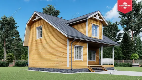 Дом из бруса с мансардой ДБ №79 - фото 4