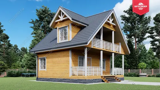 Дом из бруса с мансардой ДБ №84 - фото 4