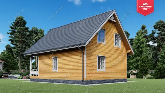 Дом из бруса с мансардой ДБ №32 - фото 3