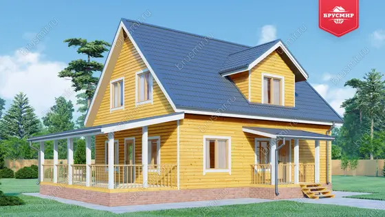 Дом из бруса с мансардой ДБ №140