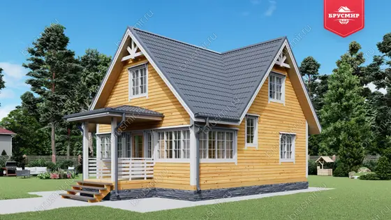 Дом из бруса с мансардой ДБ №13 - фото 2