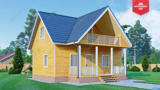 Дом из бруса с мансардой ДБ №123