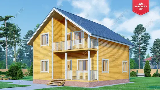 Полутораэтажный дом из бруса ДБ №105