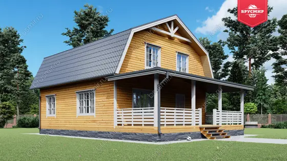 Дом из бруса с мансардой ДБ №37 - фото 4