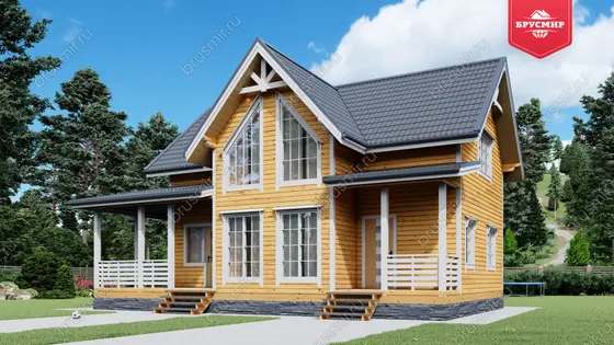 Полутораэтажный дом из бруса ДБ №10
