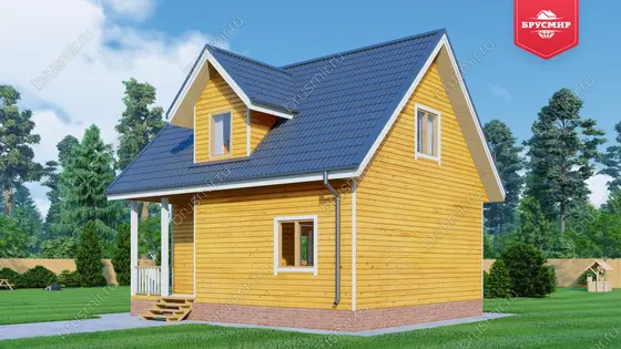 Дом из бруса с мансардой ДБ №103 - фото 2