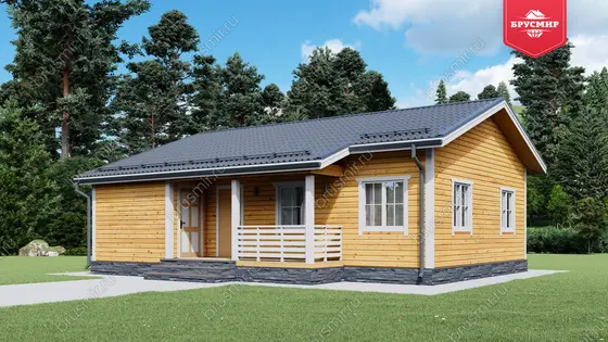 Проект дома из бруса ДБ №182, 74.8м², 1 эт., 4 комн. - фото 1
