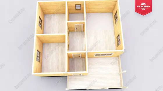 Проект дома из бруса ДБ №176, 56.5м², 1 эт., 3 комн. - фото 5