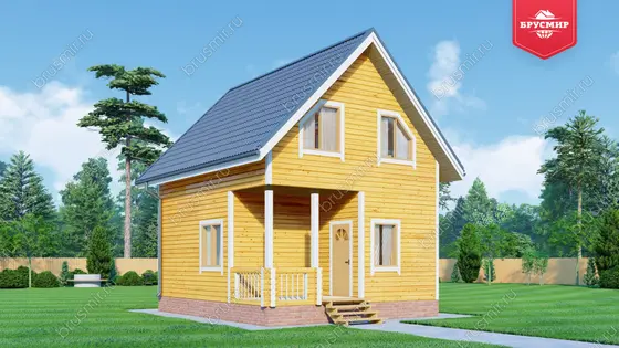 Полутораэтажный дом из бруса ДБ №96 - фото 1