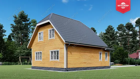 Проект дома из бруса ДБ №192, 103.2м², 1 эт. + манс., 5 комн. - фото 3