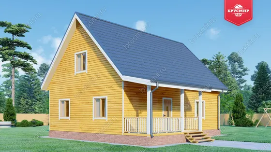 Дом из бруса с мансардой ДБ №75 - фото 4