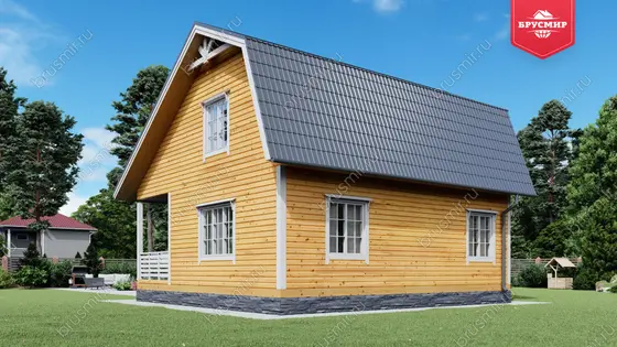 Дом из бруса с мансардой ДБ №79 - фото 2