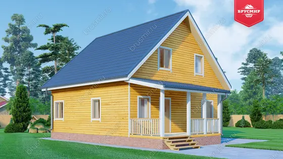 Дом из бруса с мансардой ДБ №117 - фото 4